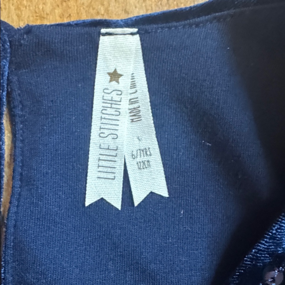 Little Stitches dress size 6 to 7 Blue velvet Sequin dress special occasion - Picture 2 of 6
